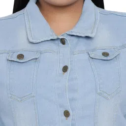 funday fashion Women's Denim Blend Standard Length Plue Size Full Sleeve Solid Casual Jacket image 3