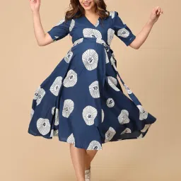 the mom store Maternity Wrap Dress | Pre and Post Pregnancy Wear | Nursing Dress for Women | Trendy Stylish Pregnancy Friendly Dress image 5