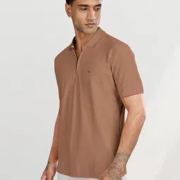 BULLMER Trendy Solid Zipper Collar/Polo Neck Plus Size Tshirt for Men | Men’s Polo T-Shirts in Plus Sizes only image 3