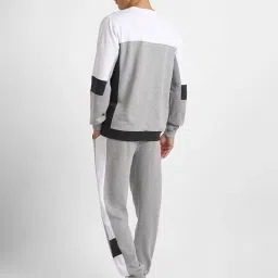 nobero Grey Melange Co-ord Set for Men | Comfy Pure Cotton Grey Lounge Wear | Jogger and Sweatshirt Set image 3