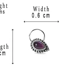 JSAJ STONE NOSEPIN WIRE NOSE PIN IN PURE 92.5 STERLING SILVER image 4