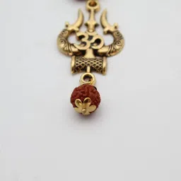 dharmsaar Mahakal Locket with Rudraksha Mala, Golden Om Trishul Damru Pendant, Original Spiritual Shiva Bholenath Religious chain Locket for men and women image 4