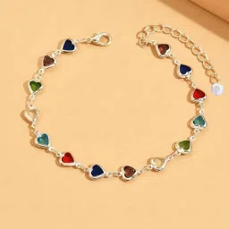 vama FASHIONS Silver Adjustable Multicolor Crystal Stone Ankle Bracelets Toes Foot Jewelry Leg Payal Anklets Charm Chains for Girls Women image 5