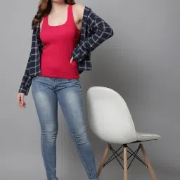 kex Premium Lock Neck Tank Top for Women's & Girl's | Soft & Breathable Fabric, White Tank Top | Sleeveless Slim Fit Casual Sports Vest | Cotton Blend Gym, Yoga & Everyday Wear image 4