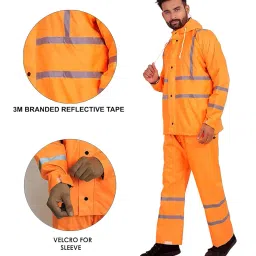 the clownfish Men Polyester Standard Length Rain Coat Waterproof For Bike Raincoat With Hood. Set Of Top And Bottom image 2