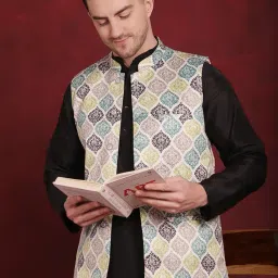 jompers Men's Floral Printed Nehru Jacket image 2