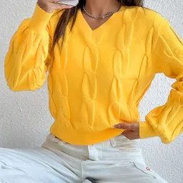 chuongkaiye Women's V-Neck Knitted Pullover Sweater with Long Sleeves in Soft Imitation Velvet image 4