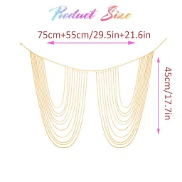 shidara 1 Pcs Premium Rhinestone Body Chains Layered Crystal Waist Chain Beach Bikini Fashion Body Jewelry Accessories for Women and Girls (gold) image 4