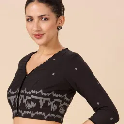 studio shringaar Women's Cotton Temple Border Readymade Saree Blouse. image 3