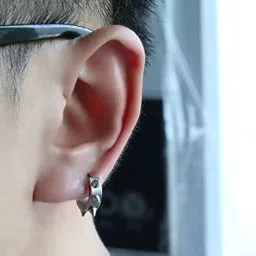 yellow chimes Hoop Earrings for Men Admirable Stainless Steel Silver Spike Hoop Earrings for Men and Boys. image 5