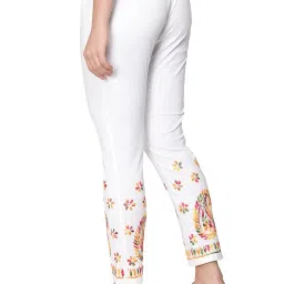 seva chikan Hand Embroidered White Cotton Lucknawi Chikankari Trouser Pants for Womens SCL11008 image 1