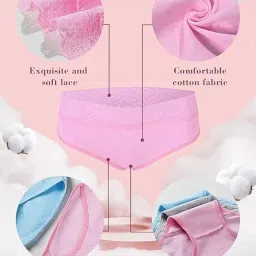 nicsy Women's Panties Full Coverage Soft Touch Cotton Elastane Stretch Lace Underwear Styled Hipster with StayFresh Panty for Women Combo Pack image 3