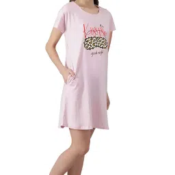 fflirtygo Women’s Cotton Nighty | Printed Knee Length Night Gown |Relaxed Fit Nightwear |Short Nightdress| Long T-Shirt | Sleepwear & Casual Wear Nighty (Pack of 2) image 5