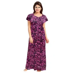 khushi print Women's Cotton Printed Feeding/Maternity/Nursing Maxi Nighty/Night Gown/Night Dress/Nightwear With Zip (Free Size) (Pack Of 2 Pcs) Multicolour image 3