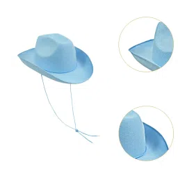 myaddiction Western Cowboy Hat Versatile with Chin Strap for Women Men Photo Props Party Light Blue image 5