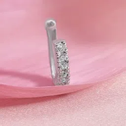 rubans Silver-Plated White CZ- Stone Studded Handcrafted Nose Clip image 3