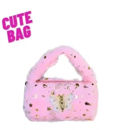 Fur Sling Bag for Kids – Small Colourblock Handle Bag image 1