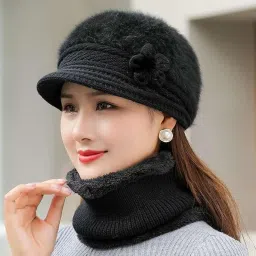 hashpot Women Winter Beanie Knit Beanie for Women Winter Neck Warmer Stylish Winter Cap for Girls Fashionable Woolen Accessories image 4