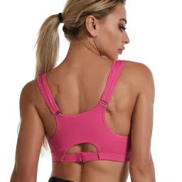 plumbury Polyamide Women's Medium Impact Padded Front Zip Racerback Sports Bra With Adjustable Strap image 2