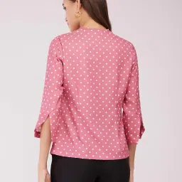 fablestreet Women Regular Polka Dot Top - Dusty Pink|Perfect for Casual, Office, and Everyday Outfits image 4