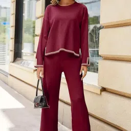 all yours Women's Contrast Piping Top with Trousers Co-Ords Sets image 2