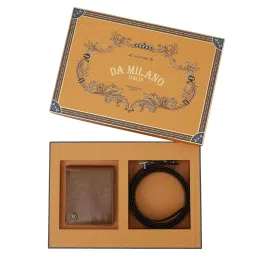 da milano Premium Gift Set for Men | Leather Wallet & Belt Combo - Brown image 1