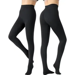 lebami Fleece Lined Stockings for Women Stretchy Solid High Waisted Tights Winter Warm Thick Thermal Pants image 1