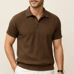 samfor Men's Regular Fit Half-Sleeve Corduroy Striped Casual T-Shirt – Perfect image 4