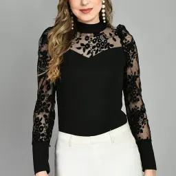 iuga Women Regular Sleeve High Neck Solid Top image 1