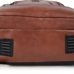 Stylish Brown Faux Leather Backpack, Waterproof Laptop Bag with Multiple Compartments, Office College Travel Daypack image 3