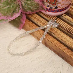 phone charm with ovel cut beads and single butterfly, stylish mobile charm image 1