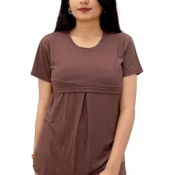 the starmom Zipless Maternity Tops for Women | 100% Cotton Round Neck Feeding T-Shirt for Easy Nursing & Breastfeeding | Half Sleeve T-Shirt for Pregnant Women | Maternity Top Wear for Mothers image 3