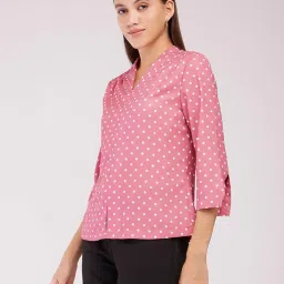 fablestreet Women Regular Polka Dot Top - Dusty Pink|Perfect for Casual, Office, and Everyday Outfits image 2