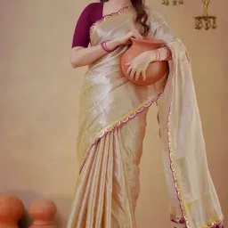 yashika Women Chanderi Silk Solid Lace Boder Saree With Unstitched Blouse Piece |saree for Women | New Sari | Latest Saree image 2