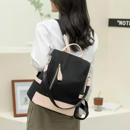irmao 2024 New Artistic National Style Oxford Small Capacity Antitheft Women's Bag Generation Backpack (Black Cream) image 5
