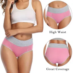 wirarpa Women's Cotton Underwear High Waist Stretch Briefs Soft Underpants Ladies Full Coverage Panties 5 Pack image 1