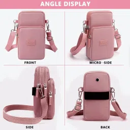 palay Small Crossbody Phone Bag for Women Mini Wallet Shoulder Crossbody Phone Bag with Earphone Cable Hole Wallet Clutch Bag for Women, Pink image 4