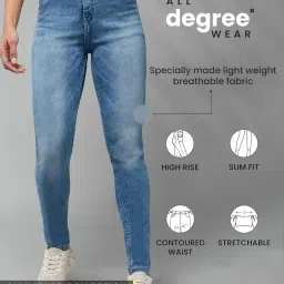 dolce crudo Women's Light Blue Slim Fit High Rise Regular Length Denim Stretchable Jeans image 1