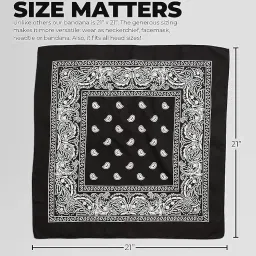 zibell 100% Cotton Large Bandanas for Men and Women, 22 Inch Paisley Bandana with Multiple Colors image 2