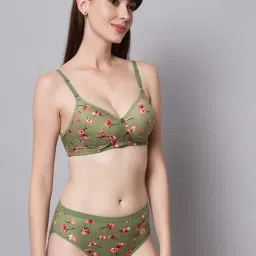 agacie Women's Cotton Lightly Padded Wire Free Bra Panty Lingerie Set Honeymoon Bikni Set for Girl's Combo Pack of 3 image 3