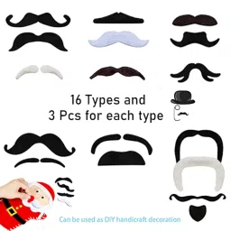 48 Pieces Fake Beard, Fake Moustache Set, Novelty Self Adhesive Costume Beard for Cosplay, Theater or Halloween Performances Party Supplies Birthday Party Novelty Fancy Masquerade Photo Props image 1