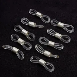 club bollywood VELURA 50 Eye Glasses Spectacle Chain Strap Holder Rubber Loop Ends Clear & Silver 20mm|About 170pcs in a pack |Crimp & End Beads| Jewelry Design & Repair image 1