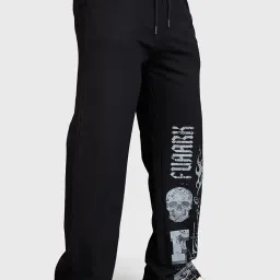 fuaark Skull Straight Tracks Oversized Cotton Terry Bold Side Graphic Gym & Streetwear Pants image 2