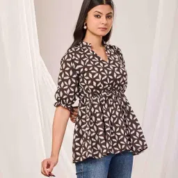 futra gabha Brown Base Cotton Printed Top - Chic and Comfortable for Everyday Wear image 3