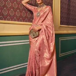 swornof Women's kanjivaram banarasi silk saree Zari Woven for festival Wedding silk with rich pallu Design sarees for women with Unstitched blouse piece image 3