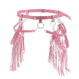 calandis ™ Women Punk Garter Waist Belts with Fringe Tassel Skirt Belt Halloween Pink | Garter Belts | Intimates & Sleep | Womens Clothing image 1