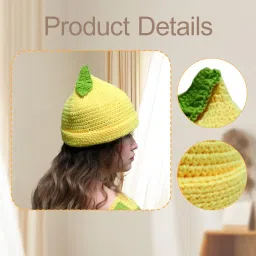myaddiction Beanie for Women Handmade Comfortable Anime Casual Trendy Cute Fruit Hat Yellow Lemon Hat image 1