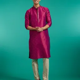 diwas by manyavar Men's Art Silk Sequined Kurta (1pc) image 1