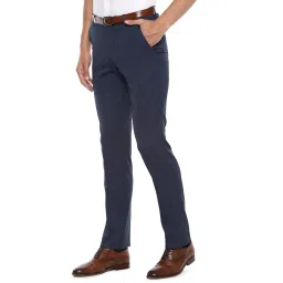 louis philippe Men's Slim Fit Mid Rise Easy to Iron Textured Formal Trouser image 1