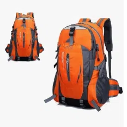 Outdoor Hiking Backpack, 40L Waterproof Travel Daypack, Orange and Grey, Multiple Compartments with Mesh Side Pockets image 2